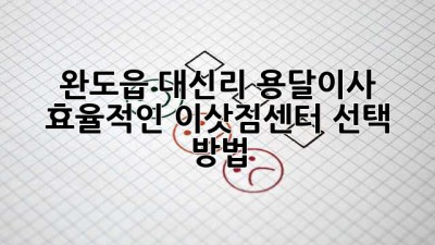 완도읍 대신리 용달이사, 효율적인 이삿짐센터 선택 방법!